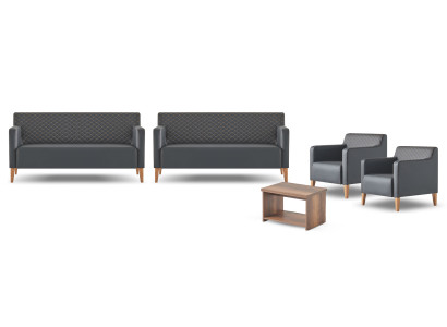 Set de estudio 5 piezas Negro 2x Sofá de 3 plazas 2x Sillón Marrón Mesa de centro