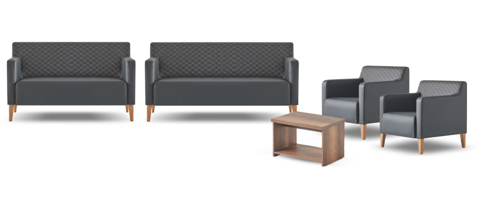 Conjunto de estudio 5 piezas negro Sofá de 3 plazas Sofá de 2 plazas 2 sillones Mesa de centro