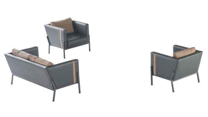 Sala de estar Muebles de asiento Sofá de cuero de lujo de 2 plazas 2 sillones de cuero