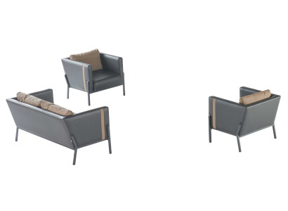 Sala de estar Muebles de asiento Sofá de cuero de lujo de 2 plazas 2 sillones de cuero