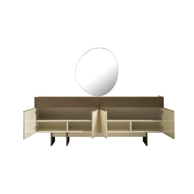 Mueble aparador de cocina marrón-beige, muebles de comedor de diseñador, cómoda de lujo.