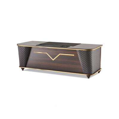 Mesa de oficina marrón negro madera estilo moderno rectangular despacho oficina