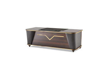Mesa de oficina marrón negro madera estilo moderno rectangular despacho oficina