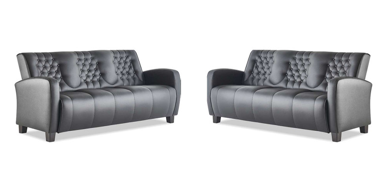 Sofá Chesterfield de 3 plazas Sofás Set de sofá Sofás de cuero modernos con botones de madera.