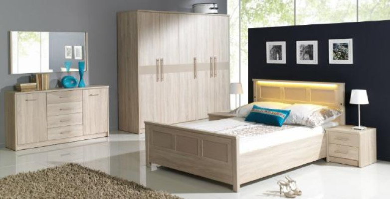 Muebles de dormitorio Establecimiento de cama Armario Cómoda Conjunto completo Cómoda