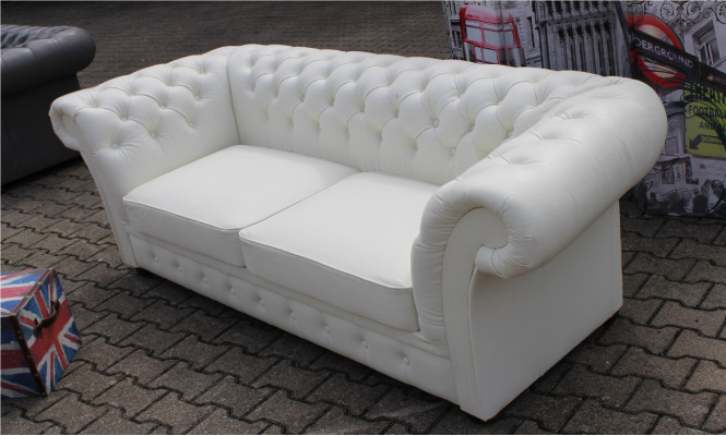 Sofá Chesterfield de 3 plazas, tapizado en cuero Napalón, conjunto de sofás nuevo.