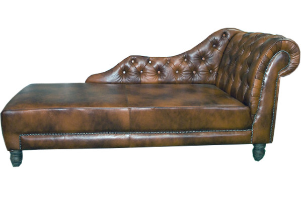 Chaiselongues Chesterfield Liege Chaise de cuero y tela Sofá Relax