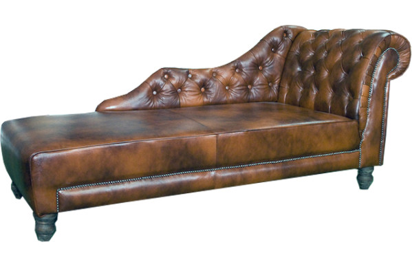 Chaiselongues Chesterfield Liege Chaise de cuero y tela Sofá Relax
