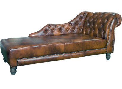 Chaiselongues Chesterfield Liege Chaise de cuero y tela Sofá Relax