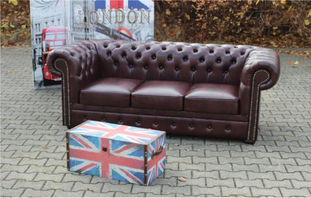 Sofá Chesterfield Tapizado 3 Plazas Sofá Clásico Conjunto Nuevo