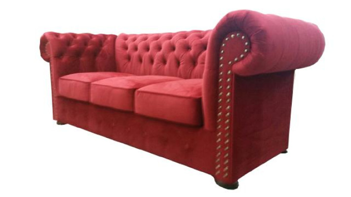 Sofá Chesterfield Sofá Tapizado Textil Tela 3 piezas Conjunto Sofás Diseñador Sofás
