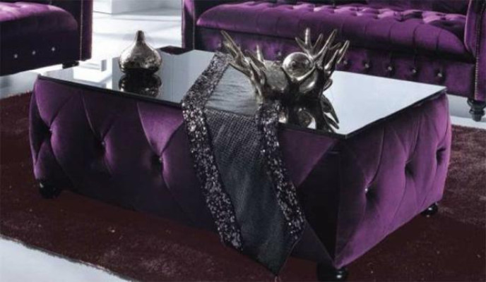 Chesterfield sillón de orejas + taburete Sillón Sofá Juego de tapicería Cuero Textil 16101330
