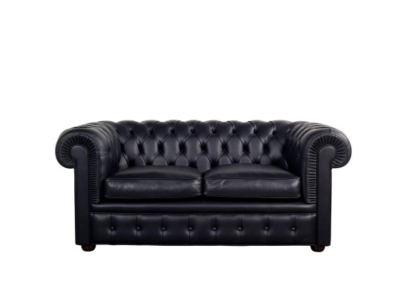 Sofá Chesterfield Sofá Sofás tapizados Clásico de 2 plazas Asiento de cuero Schaffhausen