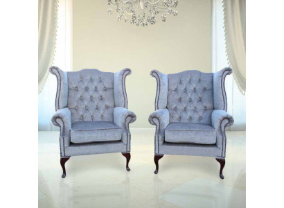 Chesterfield silla sillón sofá tapizado asiento salón azul bebé reláx