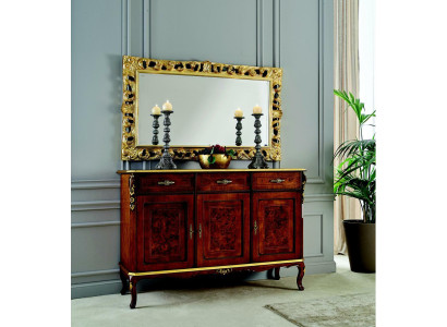 Diseño de muebles estilo barroco, cómoda y espejo de madera de estilo italiano, diseñador.