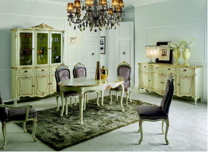 Diseño de muebles italianos de lujo Mesa de comedor de madera de comedor Muebles clásicos de estilo claro