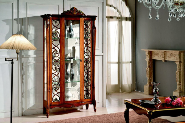 Vitrina clásica Diseño de armario Armarios Estantes Armario de vidrio Muebles italianos Nuevos