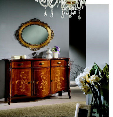 Muebles estilo barroco de 2 piezas de lujo de madera italiana, cómoda.