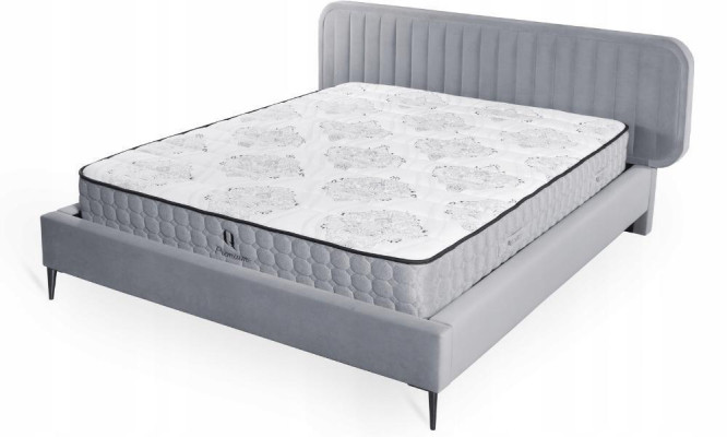 Cama gris cama doble dormitorio madera muebles diseño elegante tapizado tela nuevo