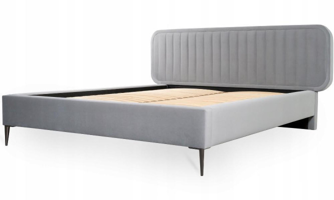 Cama gris cama doble dormitorio madera muebles diseño elegante tapizado tela nuevo