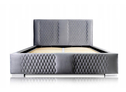 Cama gris Cama doble moderna Cama elegante Tapizada Tela Dormitorio moderno Nuevo