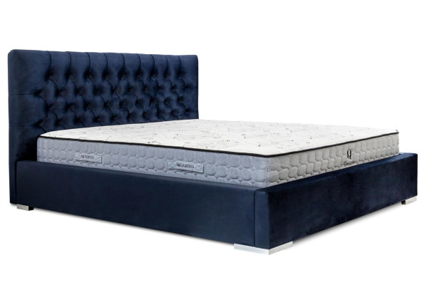 Cama azul de diseño moderno con tela acolchada cama doble de madera elegante nueva