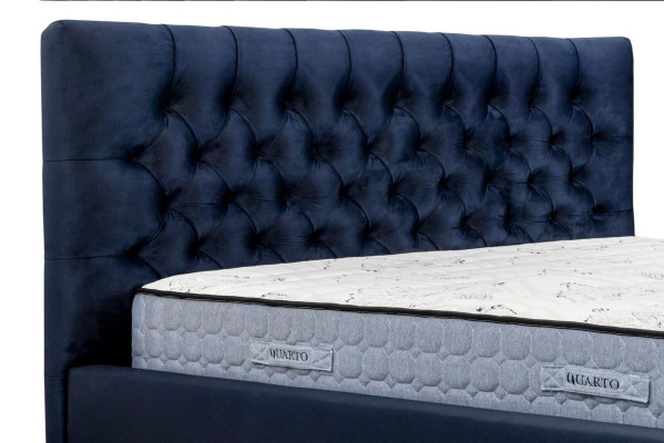 Cama azul de diseño moderno con tela acolchada cama doble de madera elegante nueva