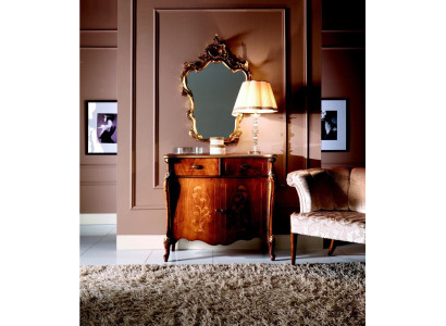 Muebles de lujo estilo barroco, conjunto de 2 piezas: cómoda con espejo, madera de lujo italiana.