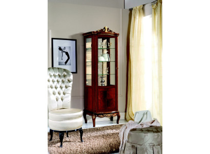 Muebles clásicos de madera marrón Vitrina Elegante armario vitrina de lujo Muebles italianos