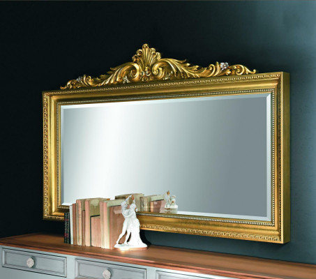 Espejo de pared barroco rococó para pasillos, salas de estar, baños de madera y vidrio diseño SP6300.