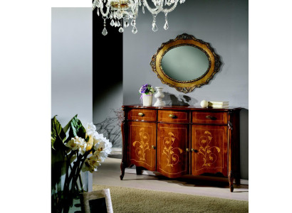 Diseño de muebles estilo barroco, cómoda y armario marrones de lujo de diseño de madera.