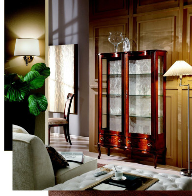 Muebles Vitrina de lujo clásica en estilo antiguo barroco rococó vitrina de vidrio salón nuevo
