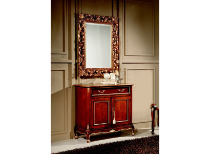 Muebles italianos de madera de 2 piezas. Estilo de muebles barrocos de lujo con cómoda y espejo.