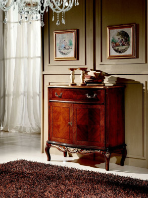 Italian wooden furniture, chest of drawers with 2 doors and 1 drawer