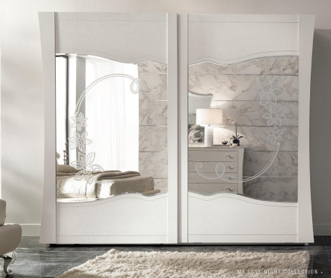 Armario con puertas correderas de madera para dormitorio, armario espejo de madera nuevo.