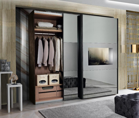 Armario de dormitorio de madera maciza de Italia, armario de madera de verdad