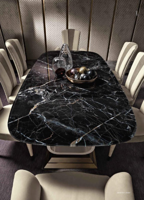 Mesa de comedor de lujo, mesa de madera maciza de lujo de Italia, mesa de comedor muebles decoración.