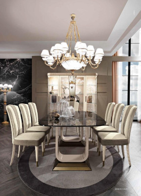 Mesa de comedor de lujo, mesa de madera maciza de lujo de Italia, mesa de comedor muebles decoración.