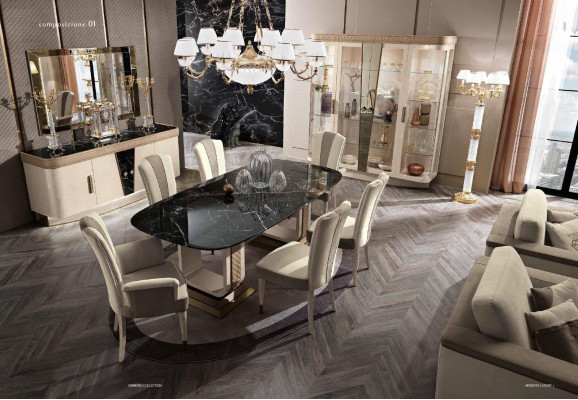 Mesa de comedor de lujo, mesa de madera maciza de lujo de Italia, mesa de comedor muebles decoración.