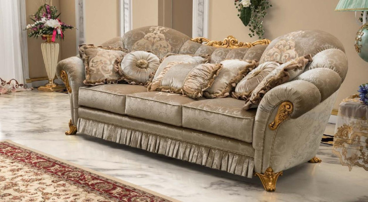 Diseño de sofá Sofá de tres plazas Tapizado Sofás de 3 plazas Muebles para la sala de estar Sofá beige Tela