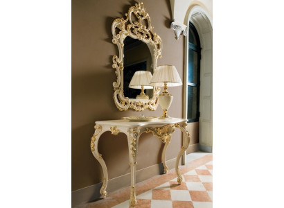 Mesa de consola Espejo Aparador conjunto de 2 piezas Nuevo Madera Muebles italianos Estilo barroco