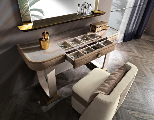 Tocador Dormitorio Taburete Conjunto Cómoda Mesa Consola Espejo
