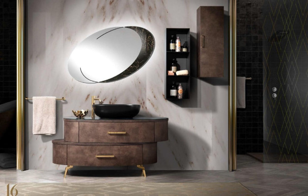 Diseño de muebles de baño Juego de 2 piezas para baño, tocador, lavamanos, negro.