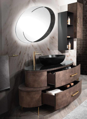 Diseño de muebles de baño Juego de 2 piezas para baño, tocador, lavamanos, negro.