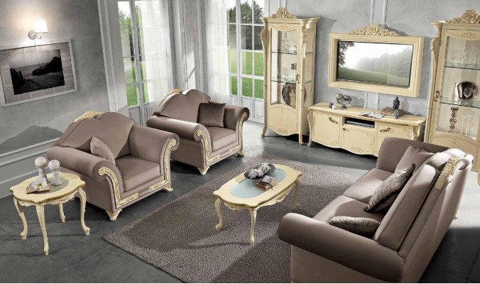 Sofá de 3 plazas Muebles de lujo Sala de estar Clásico de tres plazas diseño italiano