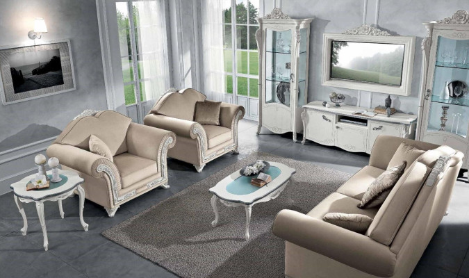 Sofá de 3 plazas Muebles de salón Sofás de tres plazas Muebles de lujo italianos Tela