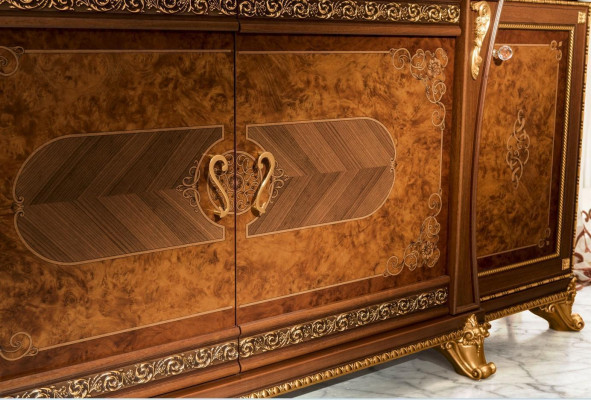 Conjunto de cómodas muebles italianos 2 piezas cómoda con espejo madera maciza aparador