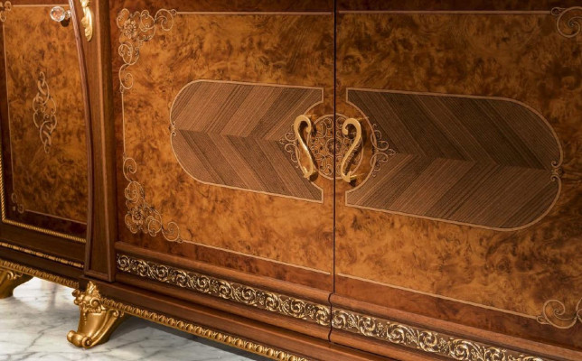 Aparador con espejo Credenza Aparadores Muebles de madera Armario Cómodas Marrón Nuevo