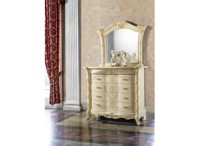 Juego de cómodas Muebles italianos de 2 piezas. Cómoda de madera maciza con espejo Aparador
