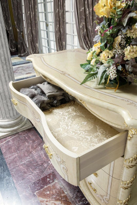 Juego de cómodas Muebles italianos de 2 piezas. Cómoda de madera maciza con espejo Aparador